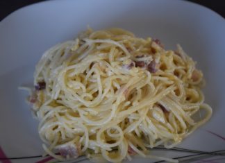 Špagety s vajcom a slaninou. Foto - Kristýna