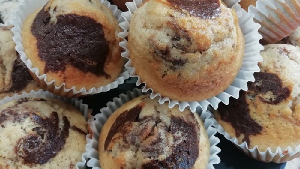 Dvojfarebné muffiny. Foto - Nela
